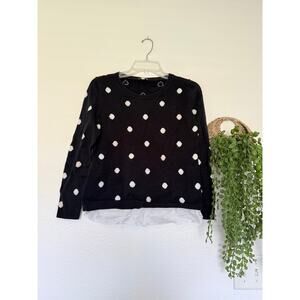 Talbots Petite Size SP Black and white polka dot sweater